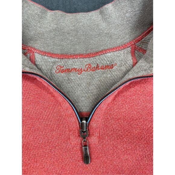 Tommy Bahama‎ Reversible Quarter Zip Pullover Men L Coral Tan Coastal Loungewear - Picture 2 of 11